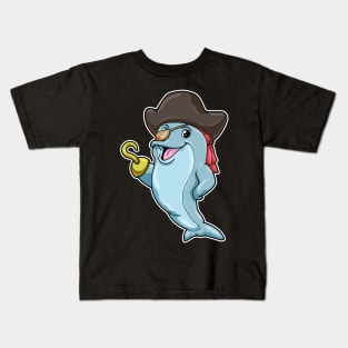 Dolphin as Pirate with Eye patch & Hooked hand Kids T-Shirt